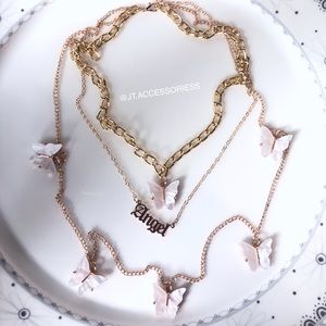 White Layered Angel butterfly necklace